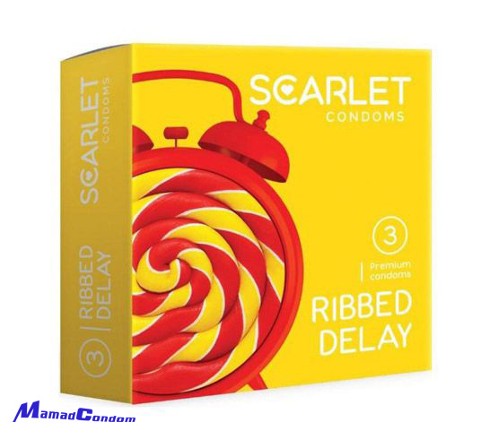 کاندوم تاخیری شیاردار اسکارلت 3 عددی مدل RIBBED DELAY